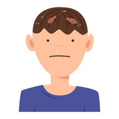 child with louse in hair. vector illustration