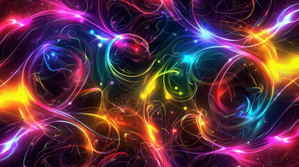 Vibrant plasma streams flowing and glowing against a dark abstract background