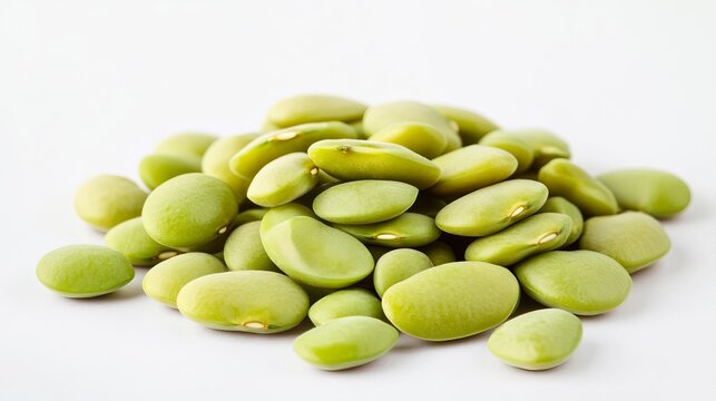 Lima beans vegetables against a white background, from Satara, Maharashtra, India.