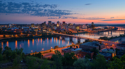 Fototapeta premium sunset over the river