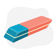 Clip art of hand drawn of double coloured eraser. Design for educational prints, scrapbooking, textile, home or office decor, school stationery, paper craft.