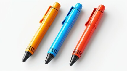 Whiteboard markers, 3D illustration, realistic, isolated on white background