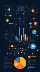 Obraz premium Comprehensive Business Analytics Infographic with Digital Data Visualization Elements for Strategic Reporting and Decision Making