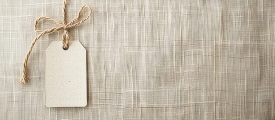 Linen background with a paper price label for copy space image