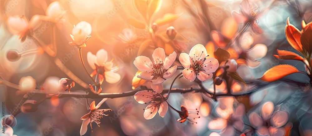Aufkleber a striking close up photograph showcases lovely blossoms on a wild tree in natural lighting with a s