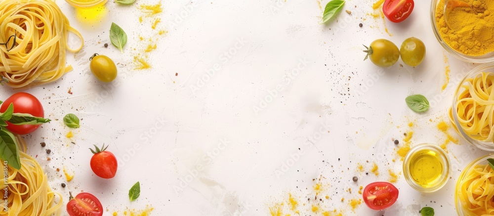 Aufkleber Pasta and ingredient frame with copy space image