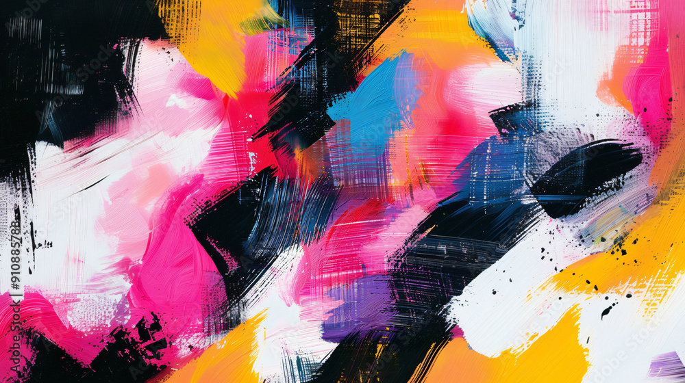 Poster vibrant and textured background created with bold brushstrokes in abstract painting