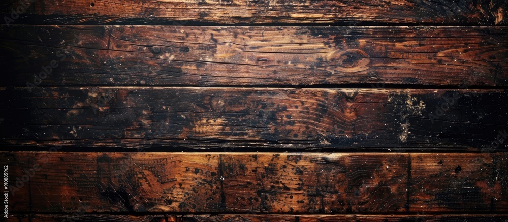 Aufkleber wooden plank with a genuine texture for a vintage wallpaper presenting a dark grain panel for a tabl