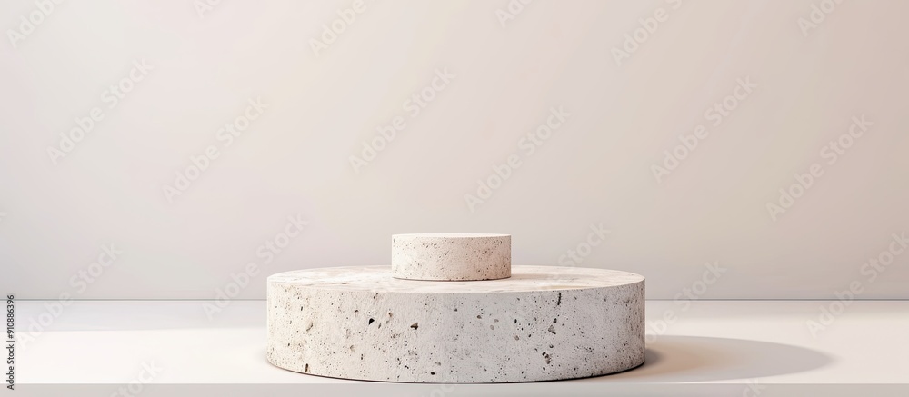 Leinwandbilder stone podium elegantly displaying a product with a white background providing ample copy space image
