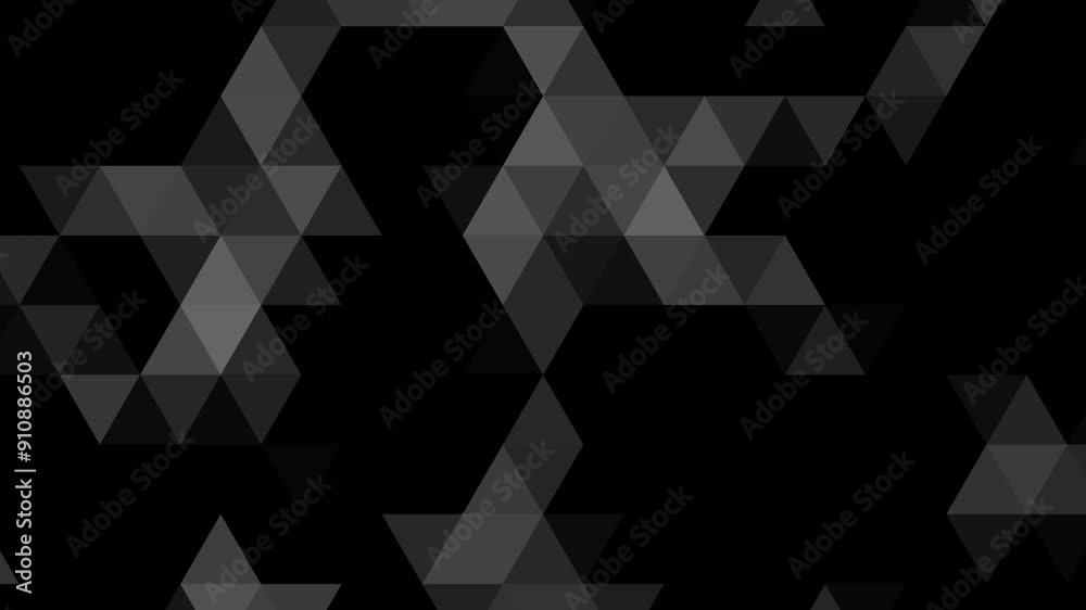 Poster Black and grey geometric gradient abstract mosaic background animation