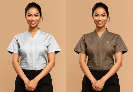 Apparel Women Massage Spa Uniform Mockup With Generative AI