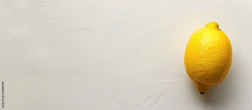 Poster A lemon placed on a white surface with empty space for text or images. Creative banner. Copyspace image