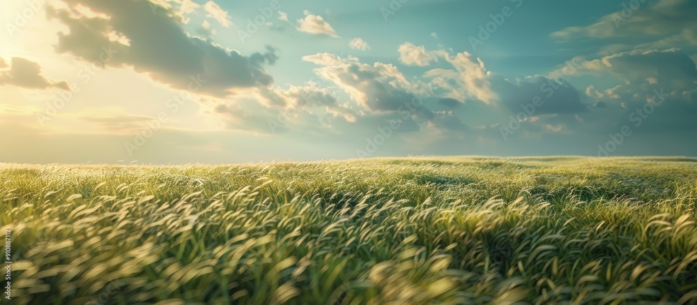Poster Grassy field provides a serene background ideal for copy space image