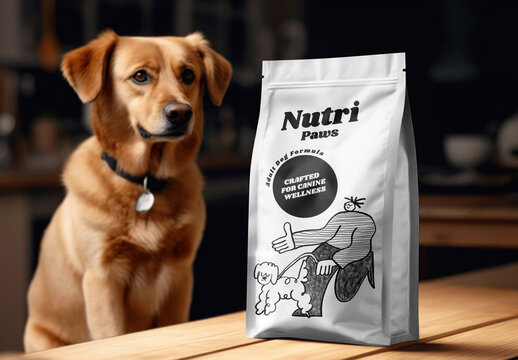 Product Packaging Dog Food Zip Bag Mockup With Generative AI