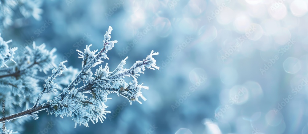 Leinwandbilder frosted branches with plenty of copy space on the background image