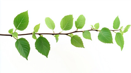Obraz premium Vibrant Branch with Leaves Isolated on White Background 