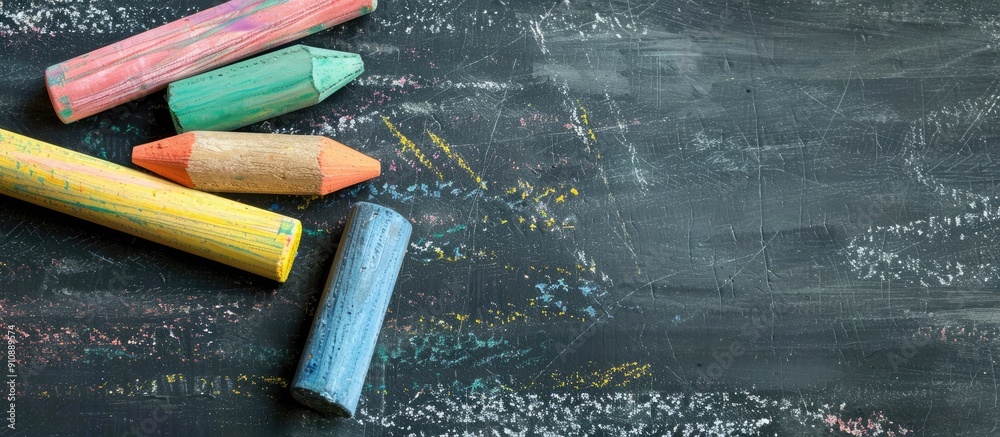 Fototapete a surface for writing or drawing with chalk usually black often used in classrooms and offices espec