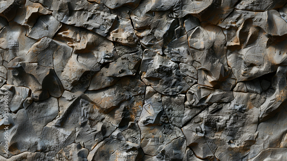 Poster Uneven stone wall with a textured background displaying its weathered surface