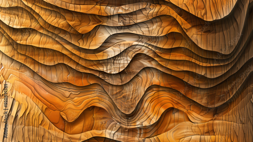Aufkleber organic shapes and flowing lines in abstract wood texture background
