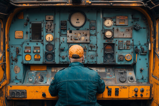 Perplexed Engine Driver in Photography Struggling to Navigate, Confusion Concept Captured
