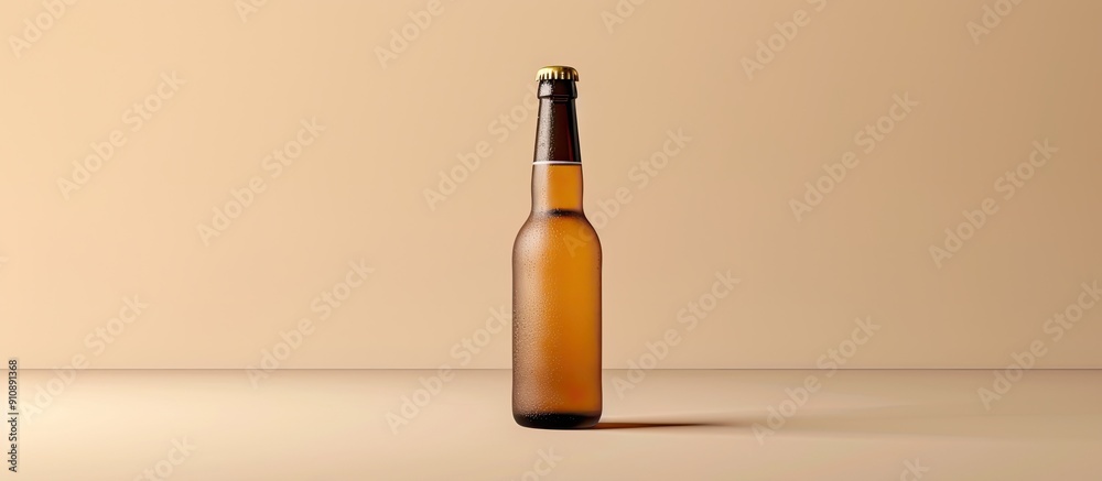 Poster One single Euro beer bottle displayed in a mockup with copy space image