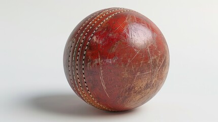 Cricket ball, 3D illustration, realistic, isolated on white background