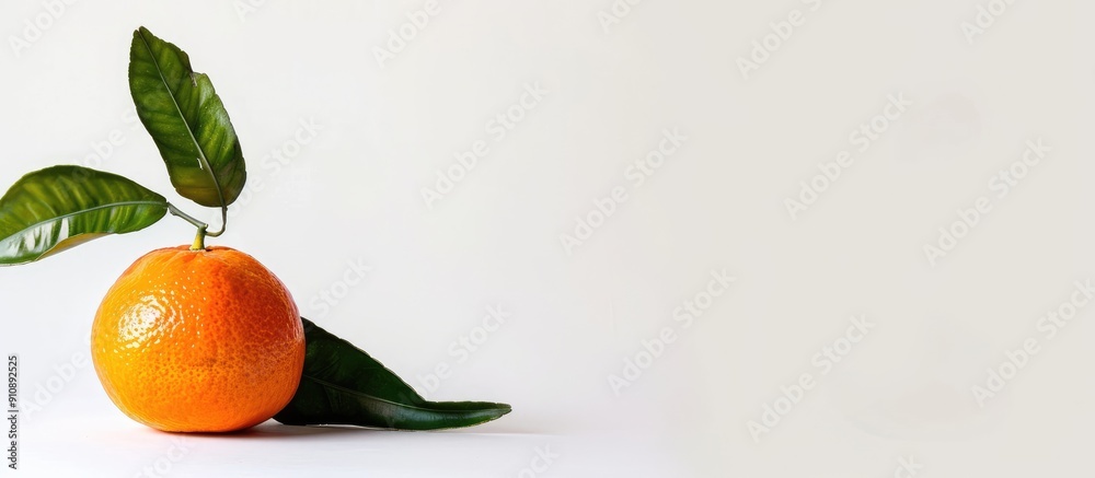 Aufkleber A ripe mandarin fruit displayed on a white backdrop with ample copy space image