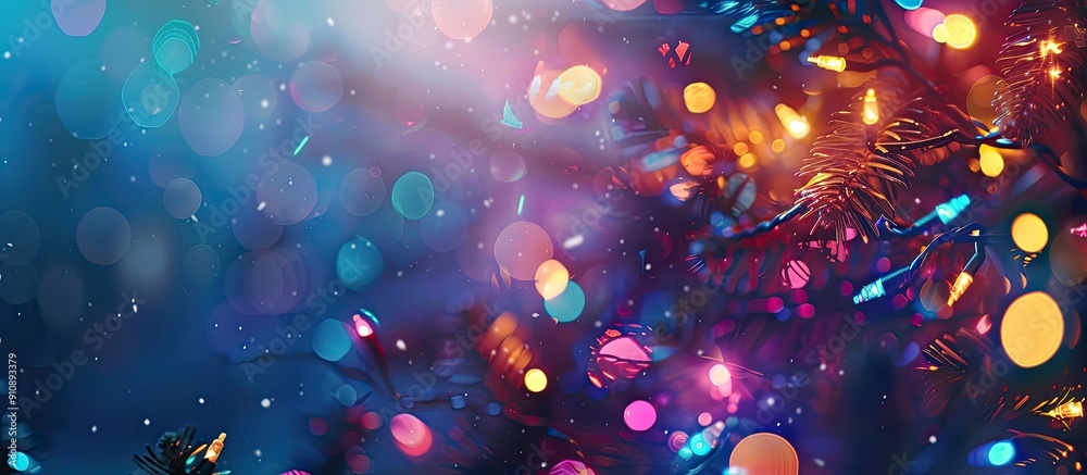 Poster multicolored lights creating a festive christmas ambiance in a glowing garland picture offering a co