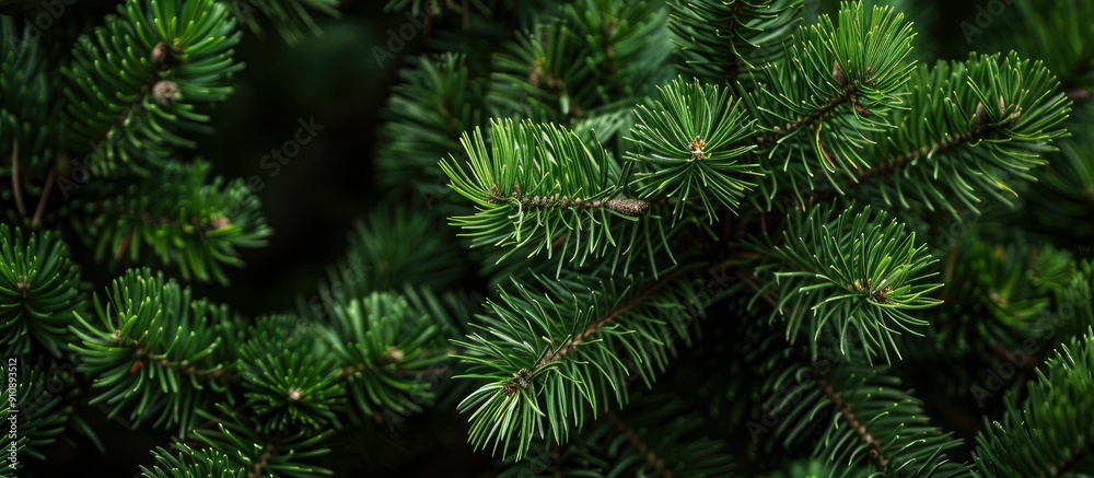Wall mural pine tree in the background with ample copy space image