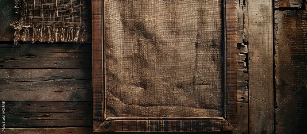 Aufkleber a frame made of wood and fabric with copy space image