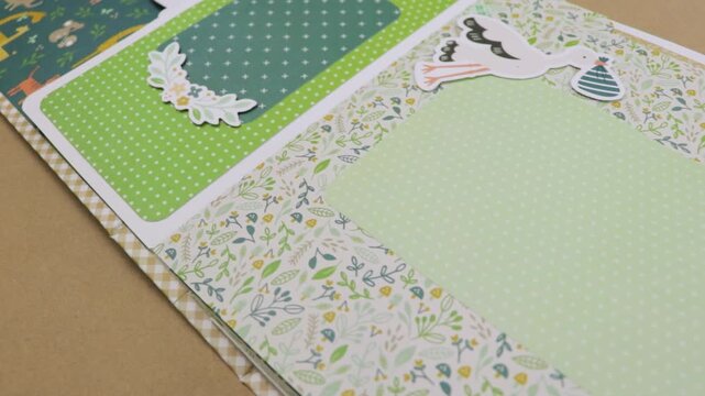 Creative baby scrapbook with cute animal backgrounds