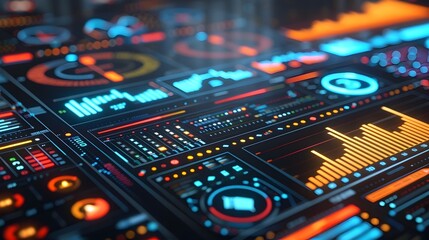 Fototapeta premium Futuristic Two Dimensional Digital Data Infographic Interface Visualization