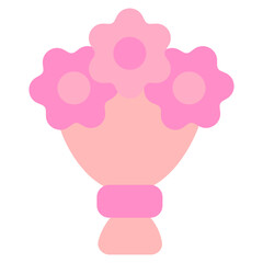 Flower Bouquet Icon in Flat Style