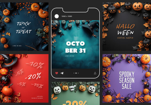 Halloween Social Media Post Layouts With Generative ai