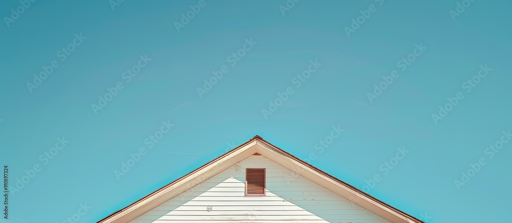 Poster a triangular house roof against a clear blue sky with copy space image