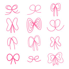 Various abstract bow or ribbon hand drawn with line for element and illustration
