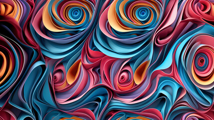 Vibrant paper stripes creating a three-dimensional effect on abstract background