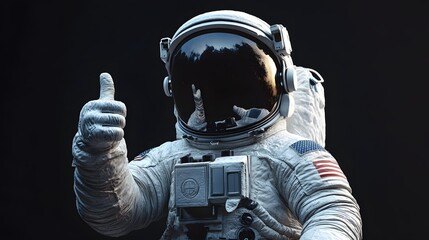 Png astronaut thumbs up sticker, 3D rendering, transparent background