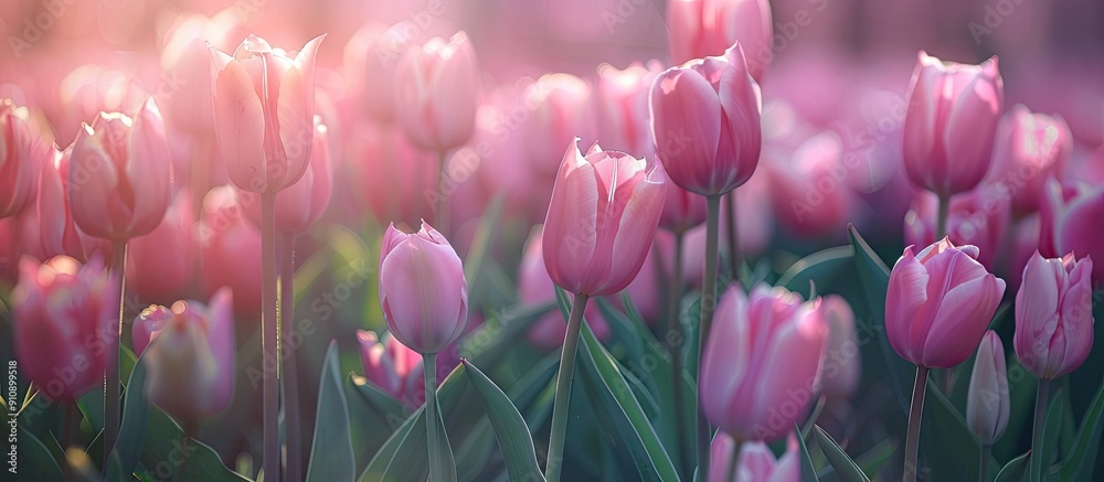 Canvas Prints Background with pink tulips copy space image