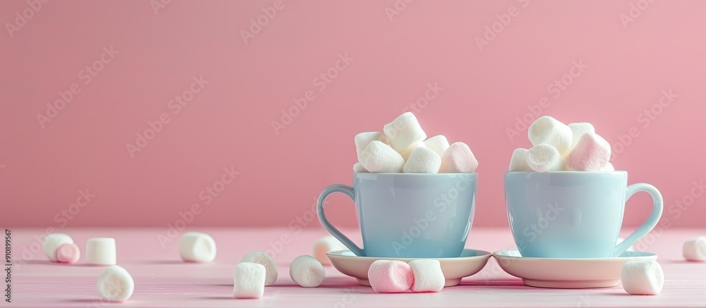 Leinwandbilder marshmallows atop cups with ample copy space image