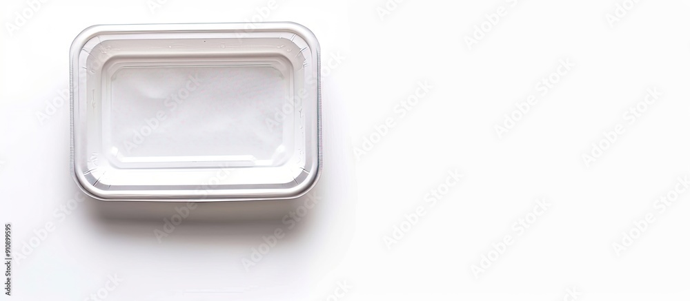 Poster White isolated background with a plastic food box intended for delivery and grab and go perfect as a design element with ample copy space image