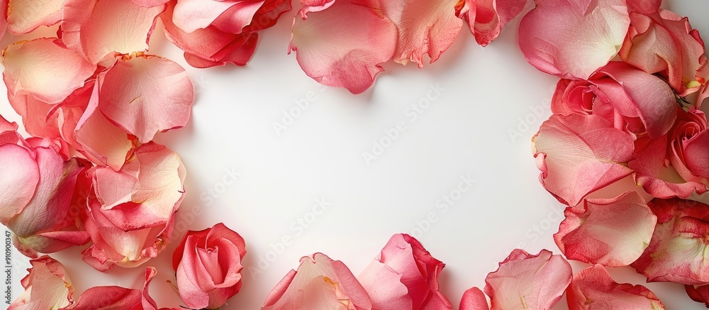 Aufkleber copy space image featuring a frame crafted from delicate pink rose petals against a white backdrop c