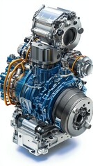 Detailed view of a modern automotive engine showcasing advanced technology and design elements for vehicle innovation.