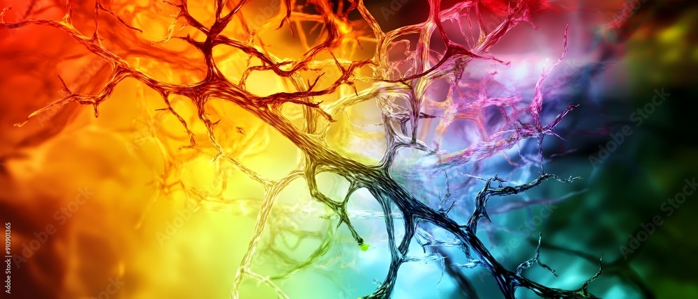Poster vibrant neuroscience visualization exploring the bright dynamics of brain activity behavior and psyc