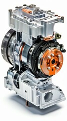 High-resolution image of a modern automotive engine showcasing intricate mechanical design and engineering precision.