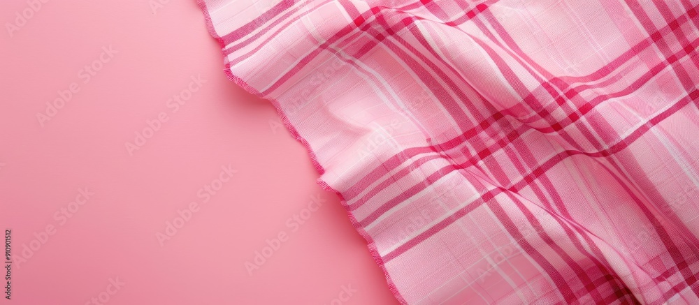 Poster Top view of a pink plaid pattern with space for text or other elements in the image. Creative banner. Copyspace image