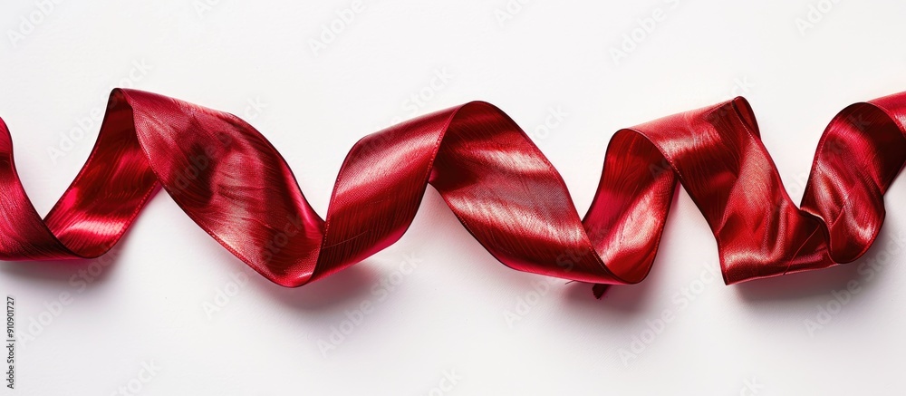 Poster A shiny red ribbon is shown up close on a white background with room for text in this copy space image
