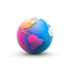 Obraz premium A colorful globe of the world with visible continents and oceans, on white background.