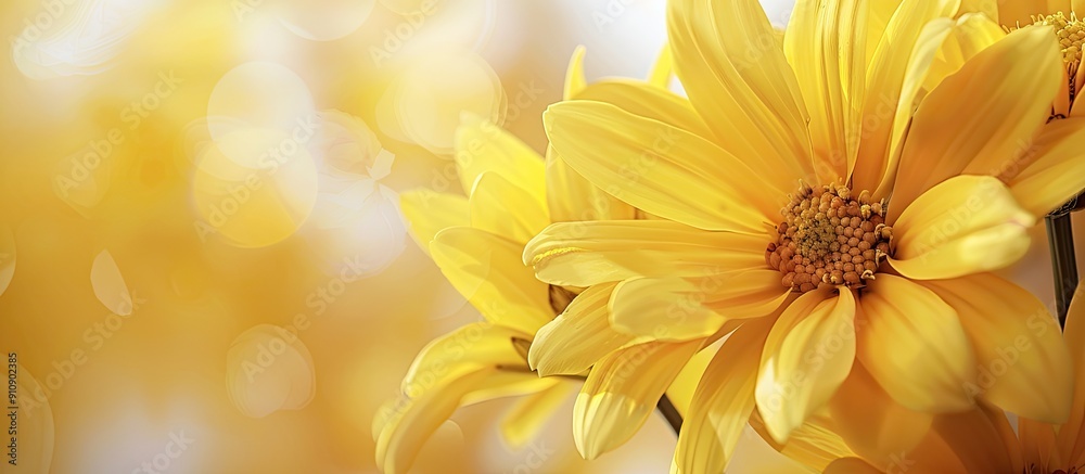 Poster yellow flowers close up with copy space image available