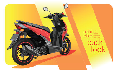 Vector illustration design of a red scooter. The scooter has a small engine capacity and is popular in Indonesia © Whisnu